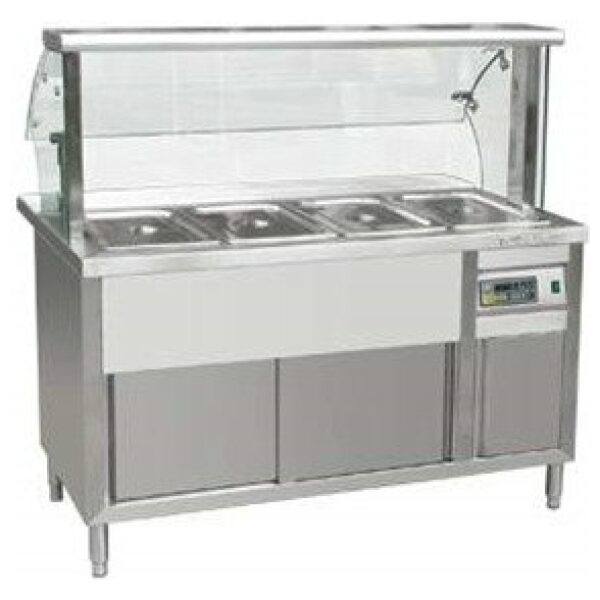 HHBW-210 || BAIN MARIE 6 GN X 1/1, WITH SNEEZE GUARD AND TRAY SLIDER